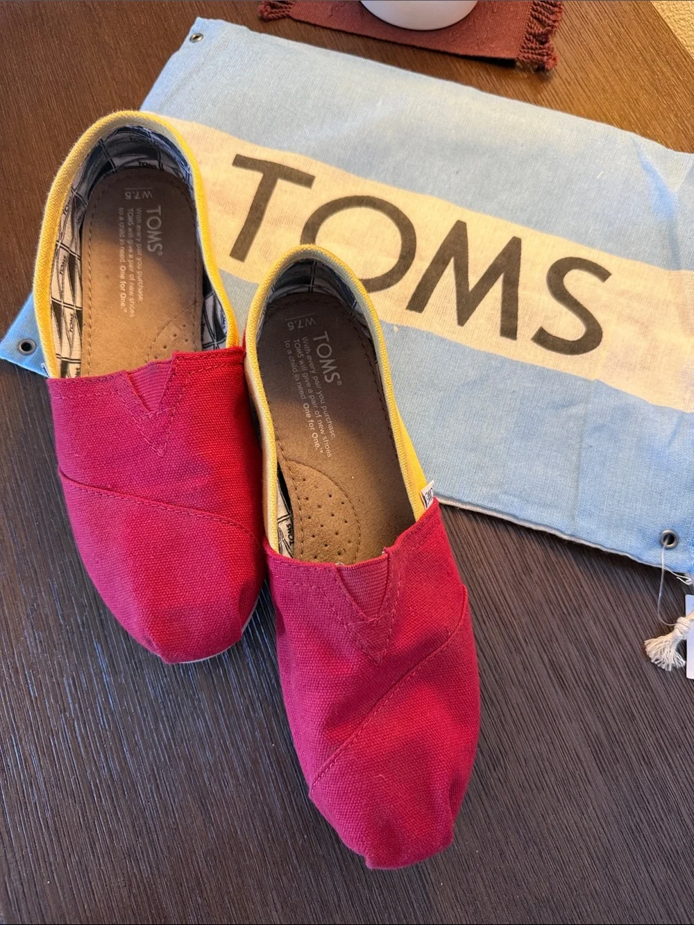 Toms Women’s USC Canvas Slip-On Moccasins in Red and Yellow